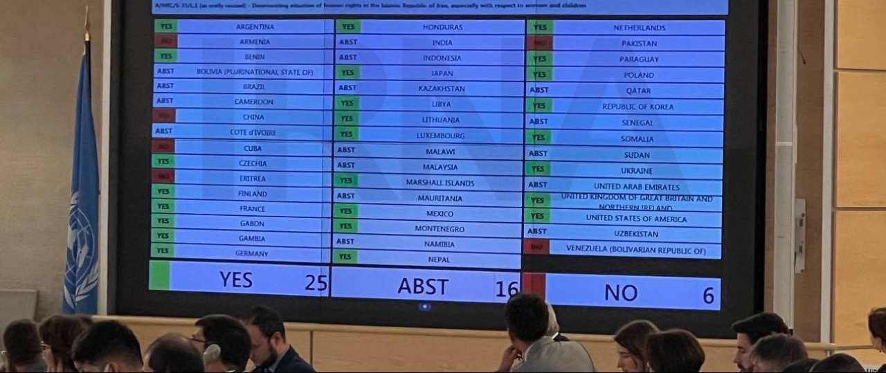 پەسەند کردنی ڕێکەوتننامەی دژە ئێرانی لە لایەن شەورای مافی مرۆڤی نەتەوەکانەوە