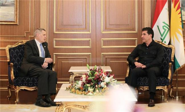 نێچیرڤان بارزانی سەرۆكى هه‌رێمى كوردستان له‌گه‌ڵ باڵیۆزى ئه‌مریكا كۆبووه‌وه‌