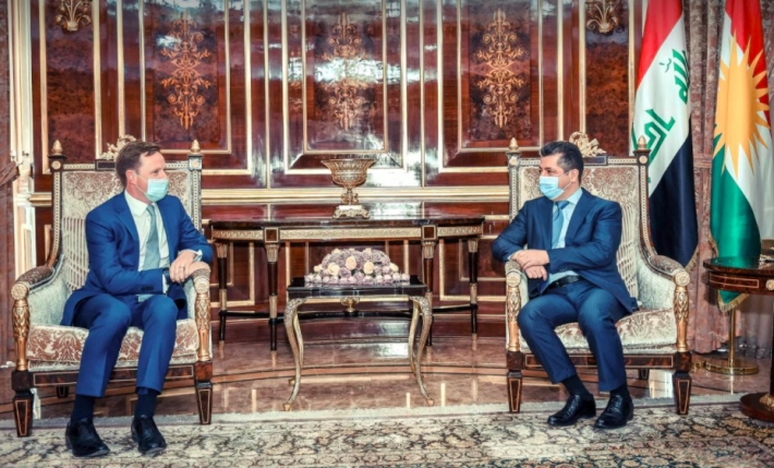 پێشوازی مەسروور بارزانی لە باڵوێزی بەریتانیا لە عێراق