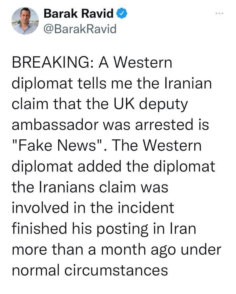 ڕۆژنامەنووسی ئیسرائیلی : هەواڵی دەستبەسەرکردنی دیپلۆماتکاری بەریتانی لەلایەن کۆماری ئیسلامییەوە، ساختەیە و دوورە لە ڕاستی