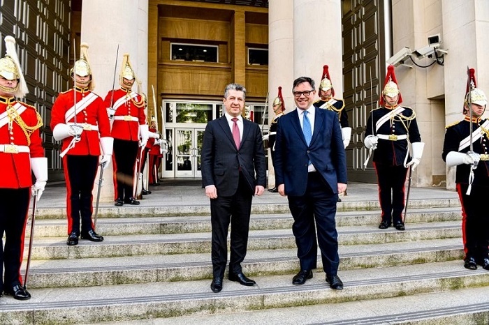 مەسروور بارزانی سەرۆکی حکوومەتی هەرێمی کوردستان لە گەڵ وەزیری دەوڵەتی بەریتانیا بۆ کاروباری بەرگری کۆبووەوە