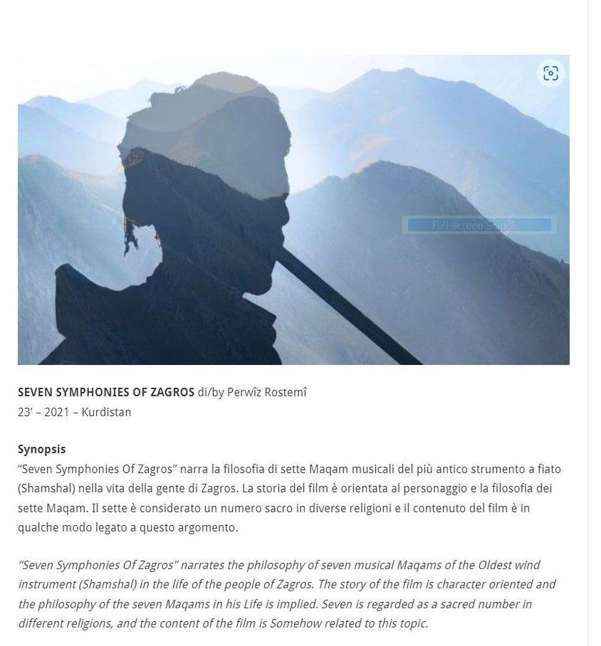 کورتە بەڵگەفیلمی  " حەوت سەمفۆنیای زاگرۆس " گەیشتە ئیتالیا