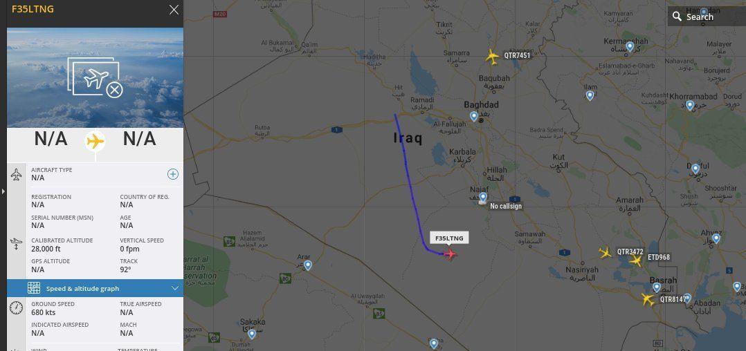 فڕۆکەی شەڕکەری جۆری F-35 هیزی ئاسمانی ئەمریکا لە باشووری عێراق