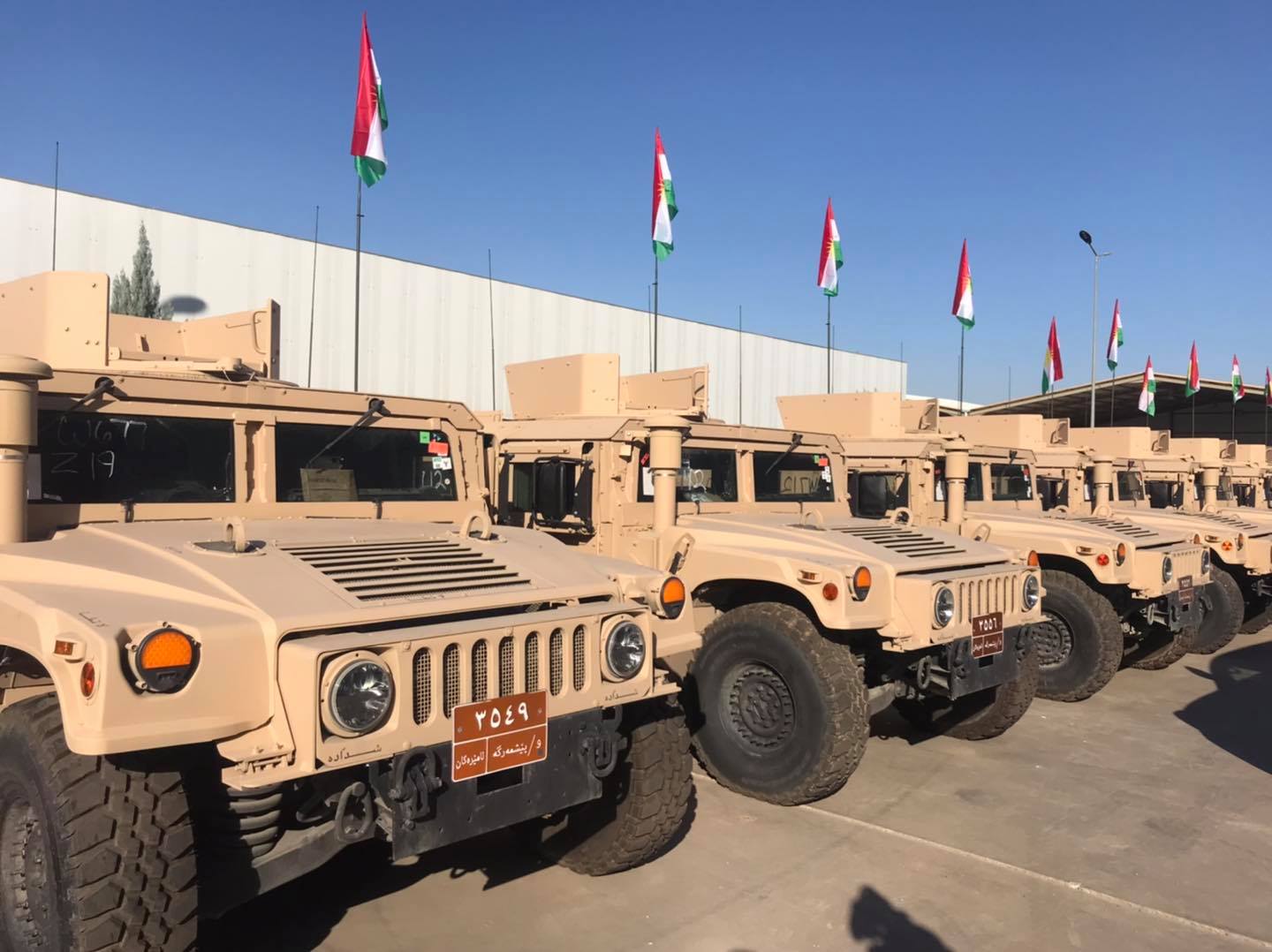 هاوپەیمانیی نێودەوڵەتی 256 ئۆتۆمبێلی سەربازی و شەڕكەری ڕادەستی هێزی پێشمەرگە کرد