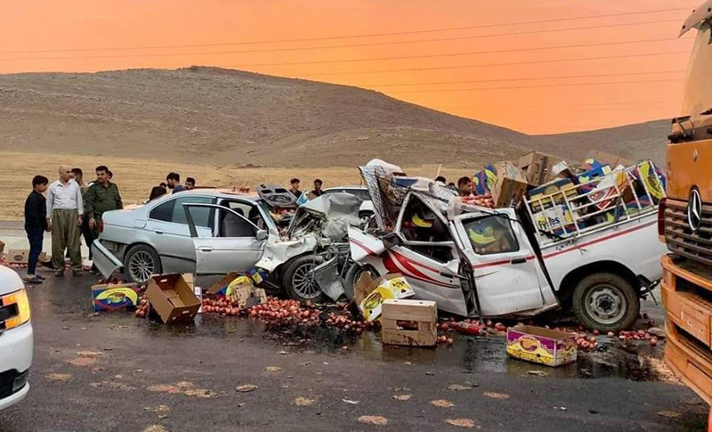 سلێمانی / ڕووداوێکی هاتووچۆ ٨ قوربانی لێکەوتەوە