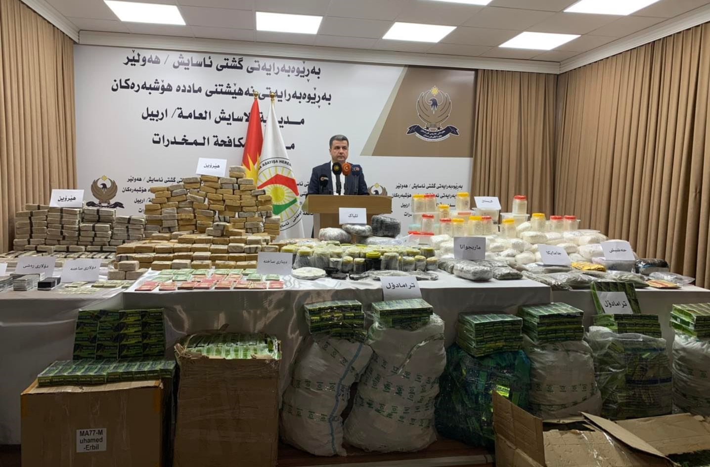 ساڵی رابردوو دەست بەسەر زیاتر لە 174 كیلۆگرام مادەی هۆشبەردا گیراوە