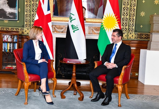 مەسروور بارزانی سەرۆکی حکوومەتی هەرێمی کوردستان لە گەڵ وەزیری دەرەوەی بەریتانیا کۆبووەوە