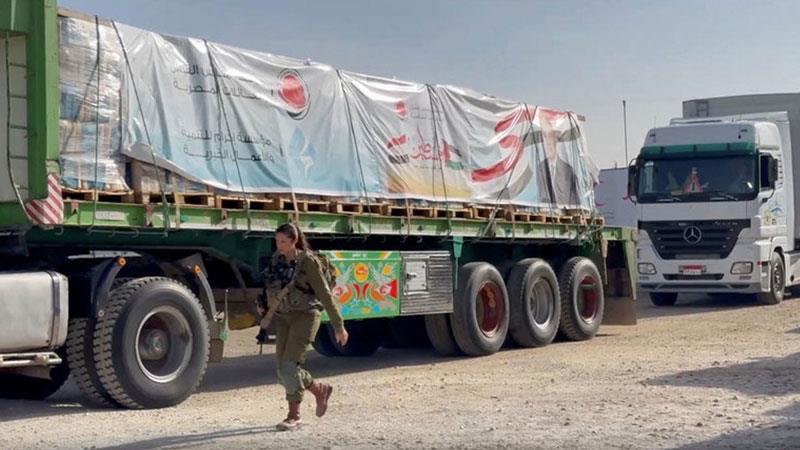 61 بارهەڵگری هاوکاری مرۆیی گەیەندرایە کەرتی غەززە