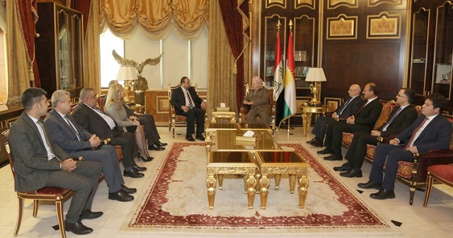 پێشوازی سەرۆک بارزانی لە دەستەی دانووستانکاری ئۆپۆزسیۆنی سووریا لە سەڵاحەددین