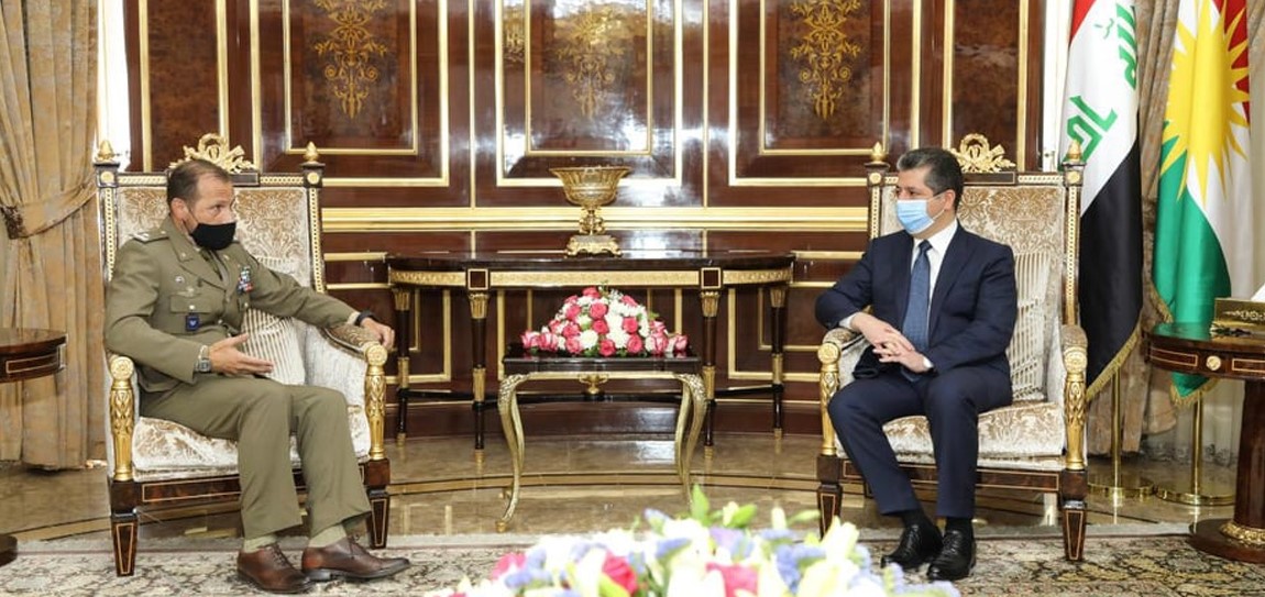 مه‌سروور بارزانی سه‌رۆكی حكوومه‌تی هه‌رێمی كوردستان پێشوازی لە فه‌رمانده‌ی گشتی هێزه‌كانی ئیتاڵیا له‌ عێراق کرد