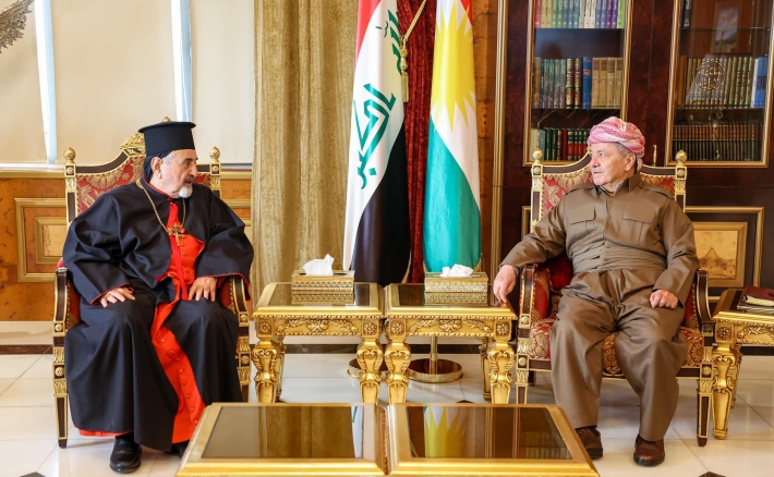 سەرۆک بارزانی پێشوازی لە شاندێکی باڵای کەنیسەی سریانیی کاتۆلیکی لە جیھان دەکات