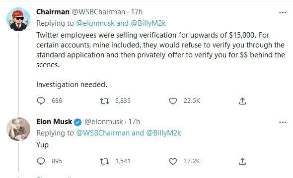 ئیڵۆن ماسک پشتڕاستی کردەوە هەندێک لە فەرمانبەرانی پێشووتری تویتەر نیشانی شین یان بە بەهای زۆر بەرز بە کاربەرەکان فرۆشتووە