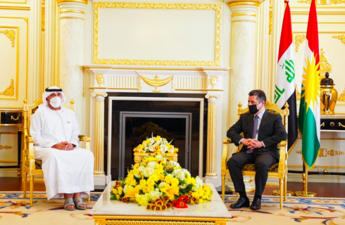 سەرۆکی حکوومەتی هەرێمی کوردستان پێشوازی لە شاندێکی مانگی سووری ئیماراتی کرد