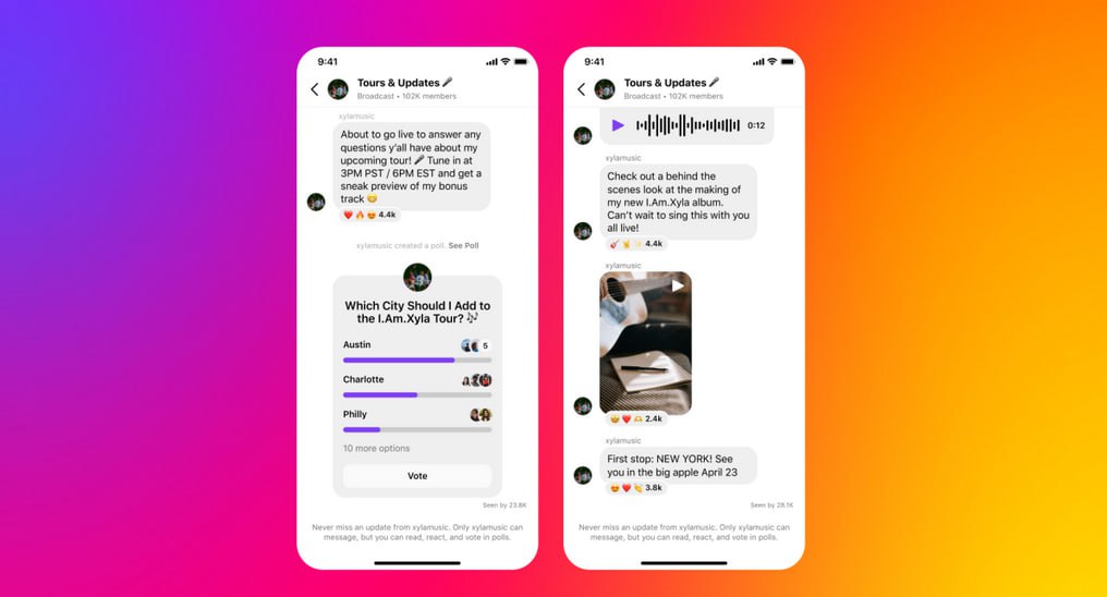 ئینستاگرام یش هاوشێوەی تێلێگرام بوو بە خاوەنی  بەشی کەناڵی میدیایی
