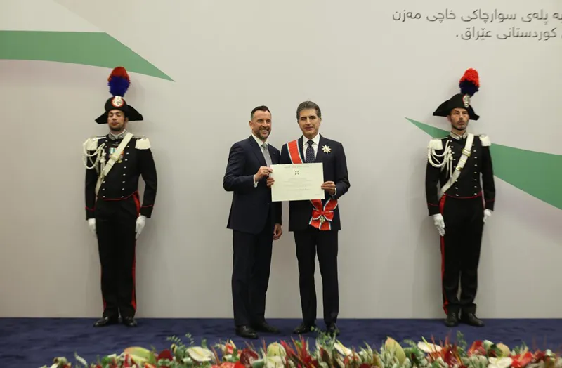 ئیتاڵیا بەرزترین پلەی ڕێزلێنانی فەرمی خۆی بەخشییە سەرۆکی هەرێمی کوردستان