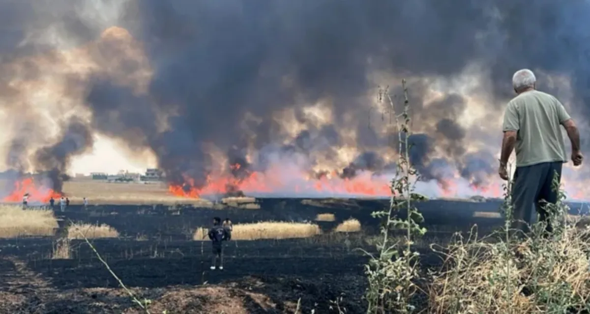 Agir li 5 bajarên Rojava derket: Erdên çandiniyê bûn xwelî!