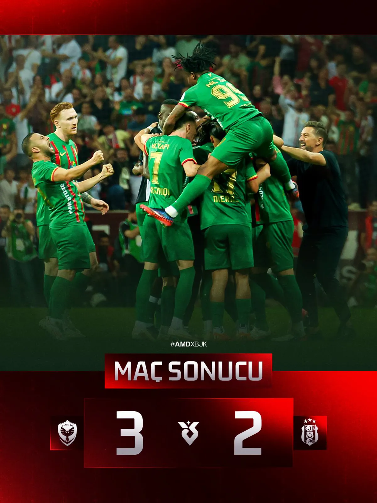 Amedsporê Beşiktaş bi 3-2 têk bir